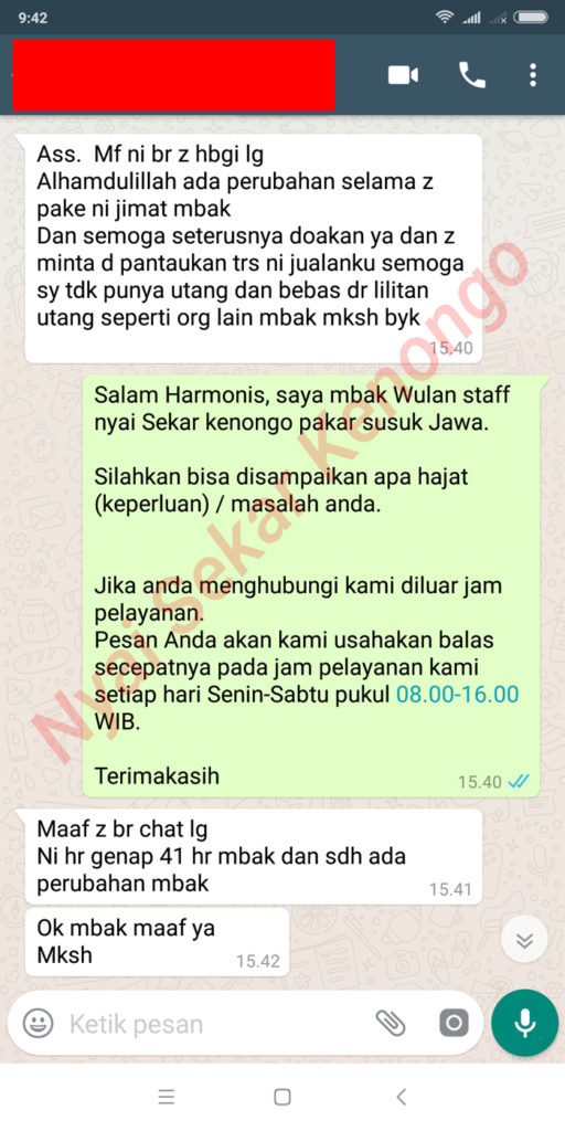 testimoni nyai sekar kenongo